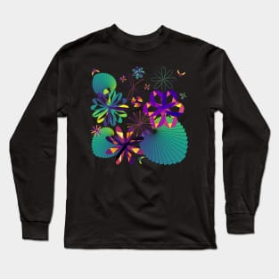 Data Flowers and Butterflies | Rose Curves Bar Charts Black Long Sleeve T-Shirt